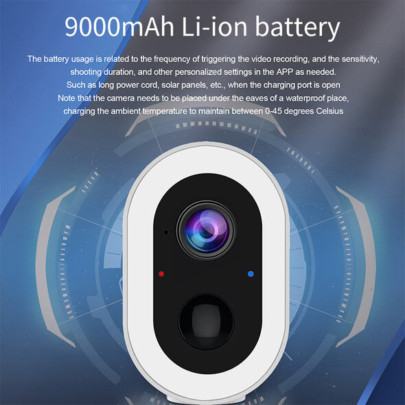 Smartlife Domotica Beveiligingscamera met accu voor buiten met wifi, bewegingsdetectie, spotlight en tweeweg audio