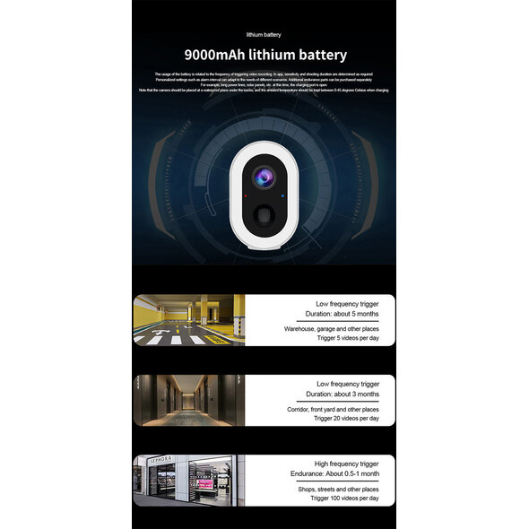Smartlife Domotica Beveiligingscamera met accu voor buiten met wifi, bewegingsdetectie, spotlight en tweeweg audio