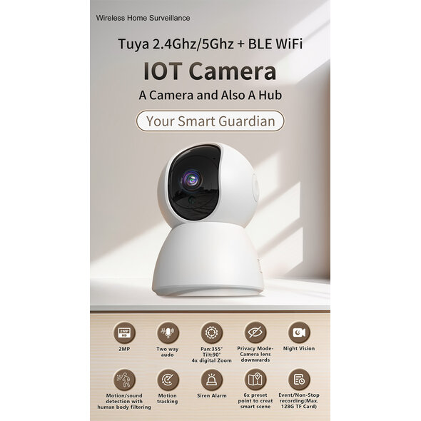 Rehent Technology Alarmsysteem voor huisbeveiliging met Camera, PIR bewegingssensor en afstandsbediening