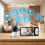 Smartlife Domotica Witte babyfoon met camera 1080p wifi met Tuya app, huildetectie en nachtzicht