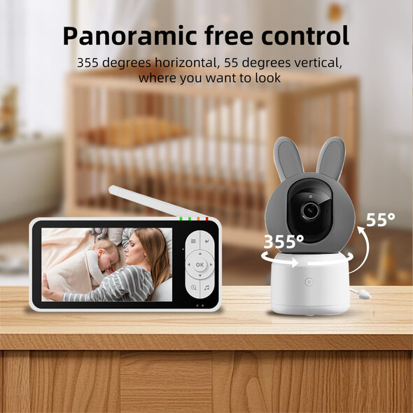 Smartlife Domotica Witte babyfoon met camera 1080p wifi met Tuya app, huildetectie en nachtzicht