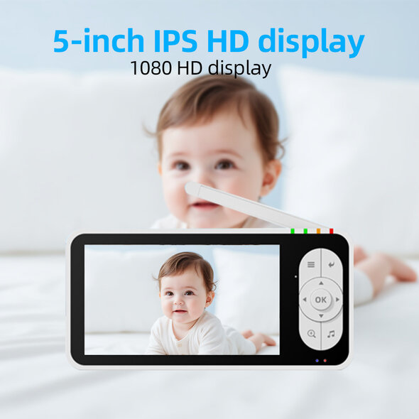 Smartlife Domotica Witte babyfoon met camera 1080p wifi met Tuya app, huildetectie en nachtzicht