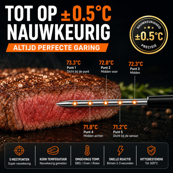 Smartlife Domotica Wifi BBQ thermometer met LCD-display en alarmfunctie