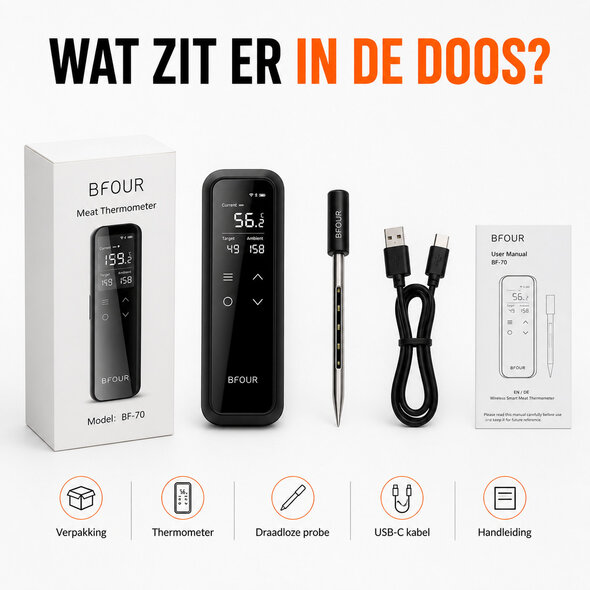 Smartlife Domotica Wifi BBQ thermometer met LCD-display en alarmfunctie