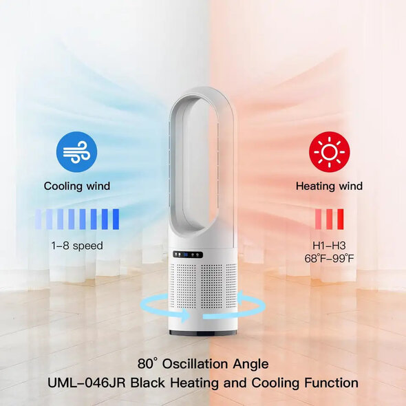 iHomey Witte luchtkoeler met verwarming en bladloze ventilator