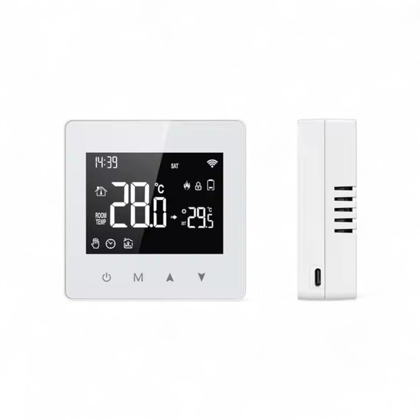 Smartlife Domotica Thermostaat Zigbee touchscreen opbouw voor aan/uit CV met open raam detectie, zwart