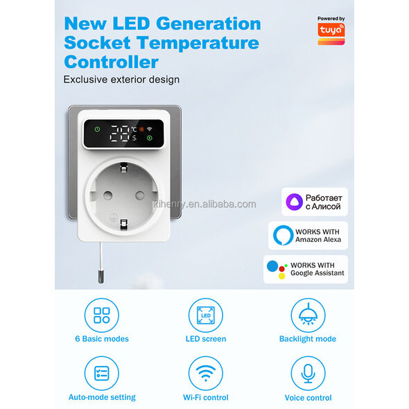 Smartlife Domotica Wifi stekkerthermostaat voor elektrische verwarming en mobiele airco, wit