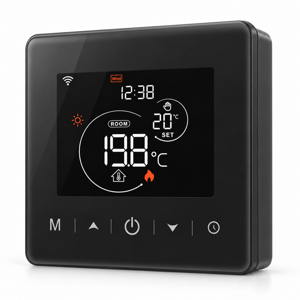 Smartlife Domotica Slimme wifi thermostaat voor cv met touchscreen en 2-draads aansluiting - zwart