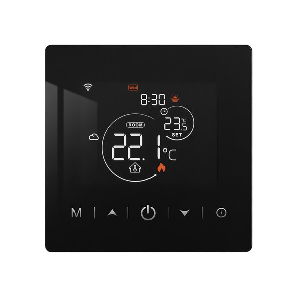 Smartlife Domotica Slimme wifi thermostaat voor cv met touchscreen en 2-draads aansluiting - zwart
