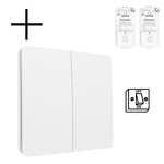 Smartlife Domotica Draadloze wandschakelaar voor verlichting met kinetische voeding en 2 knoppen aan uit functie set