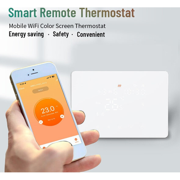 Smartlife Domotica Zigbee thermostaat voor CV met touchscreen en Tuya Smart Life, opbouw zwart