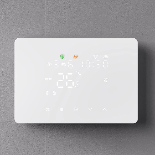 Smartlife Domotica Slimme CV-thermostaat met touchscreen, app- en spraakbediening, programmeerbaar, zwart