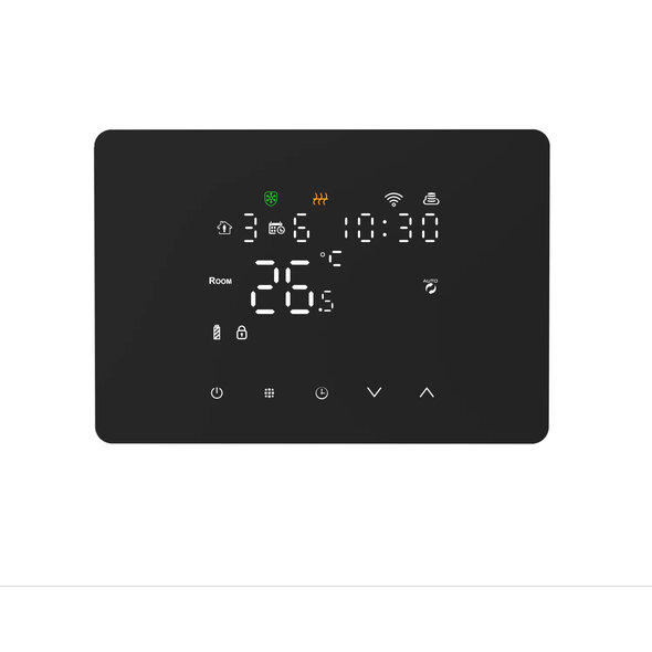 Smartlife Domotica Slimme CV-thermostaat met touchscreen, app- en spraakbediening, programmeerbaar, zwart
