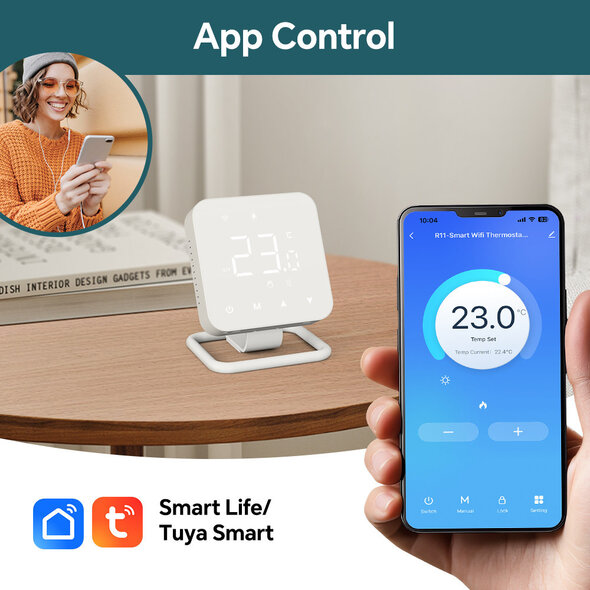Smartlife Domotica Thermostaat voor CV installatie met wifi draadloze bediening vorstbeveiliging en app bediening
