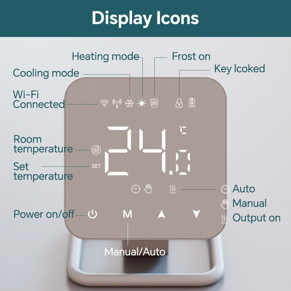 Smartlife Domotica Thermostaat voor CV installatie met wifi draadloze bediening vorstbeveiliging en app bediening