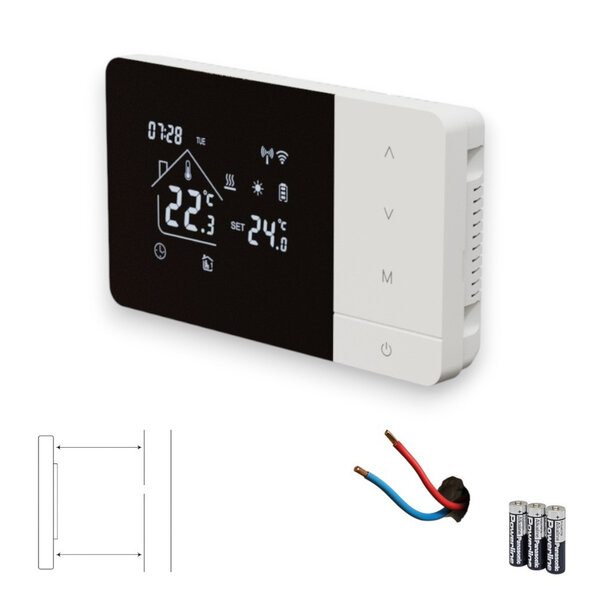Smartlife Domotica Slimme thermostaat voor cv met wifi, touchscreen, opbouwmontage en USB- of batterijvoeding