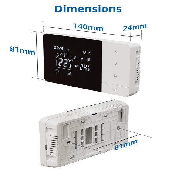Smartlife Domotica Slimme thermostaat voor cv met wifi, touchscreen, opbouwmontage en USB- of batterijvoeding