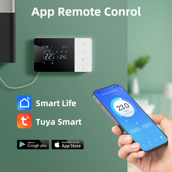 Smartlife Domotica Slimme thermostaat voor cv met wifi, touchscreen, opbouwmontage en USB- of batterijvoeding