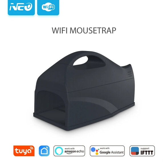 Smartlife Domotica Wifi muizenval met 7000V en Tuya-app, draadloos op 4x AA-batterijen, zwart