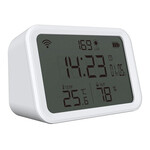 Smartlife Domotica WiFi 4in1 meter voor temperatuur, luchtvochtigheid, lumen en wekkerfunctie - Wit