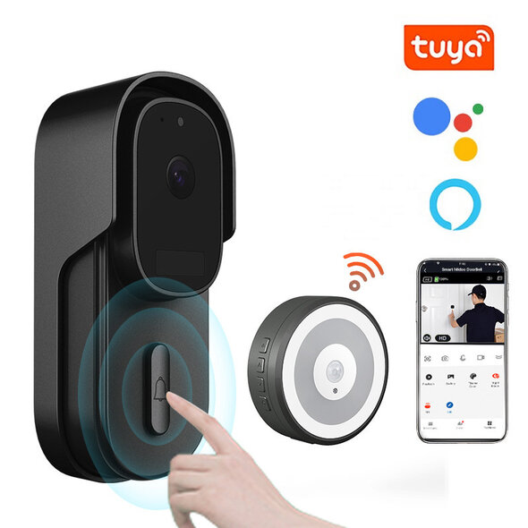 Smartlife Domotica Video deurbel voor buitengebruik met Full HD camera infrarood nachtzicht en IP65 waterdicht