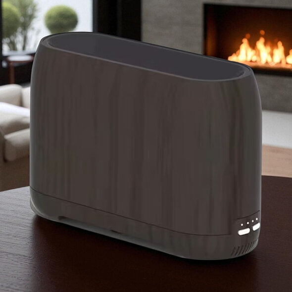 Smartlife Domotica Luchtbevochtiger met WiFi en Tuya-app, vlameffect en Bluetooth speaker, houtlook donker