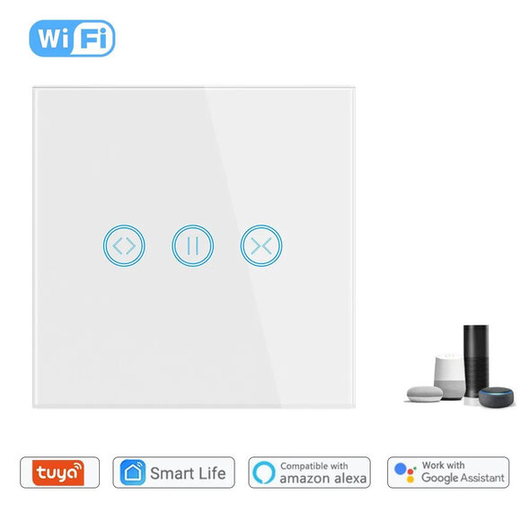Smartlife Domotica Gordijnschakelaar voor gemotoriseerde gordijnen met WiFi touch en app bediening