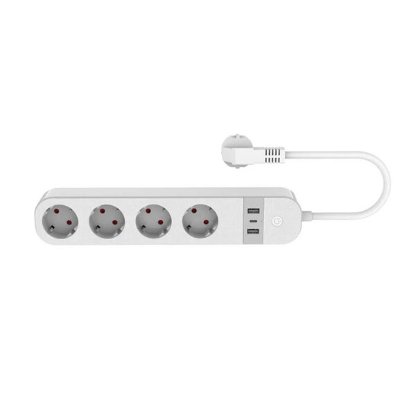 Smartlife Domotica WiFi stekkerdoos met 4 EU-stopcontacten, 2x USB-A en 1x USB-C, 16A/3680W, Wit