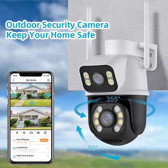 Smartlife Domotica Beveiligingscamera 6MP dual-lens PTZ met 360 zicht, Wit