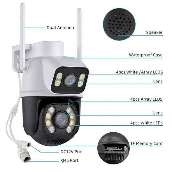 Smartlife Domotica Beveiligingscamera 6MP dual-lens PTZ met 360 zicht, Wit