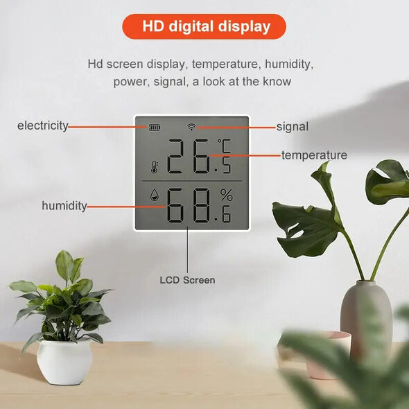 Smartlife Domotica Thermometer en hygrometer voor binnen met real time monitoring en groot display