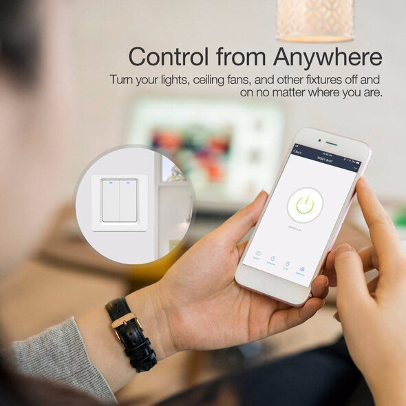 Smartlife Domotica Zigbee 2-voudige inbouw lichtschakelaar zonder nuldraad (wit)