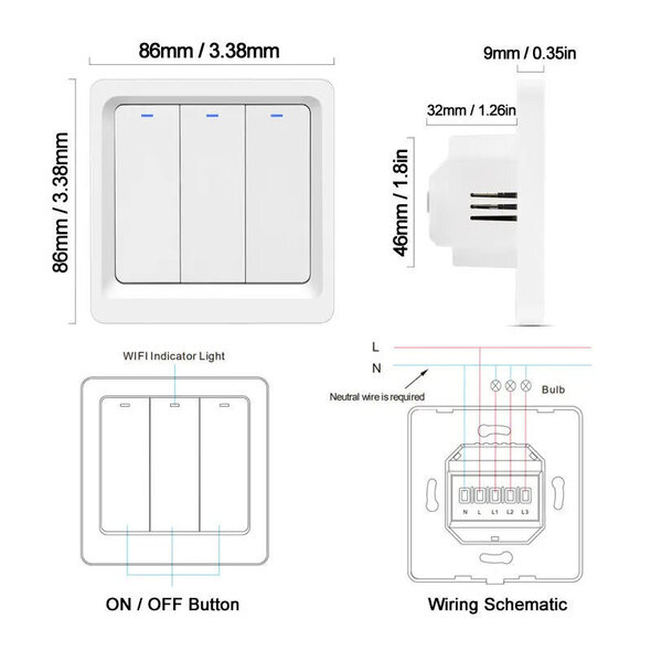 Smartlife Domotica Zigbee 2-voudige inbouw lichtschakelaar zonder nuldraad (wit)