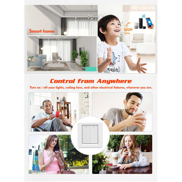 Smartlife Domotica Zigbee 1 voudige inbouw lichtschakelaar, wit, zonder nuldraad