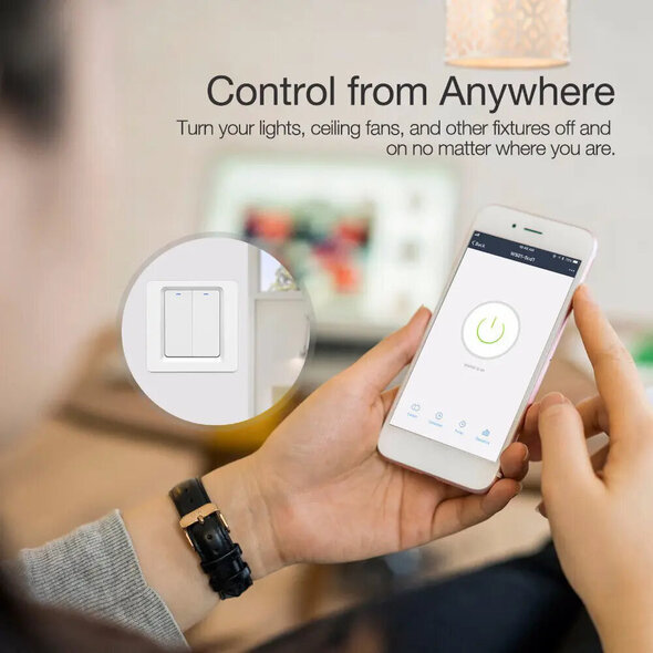 Smartlife Domotica Inbouw WiFi lichtschakelaar 2-voudig wit zonder nuldraad
