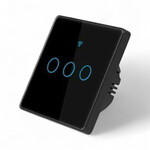 Smartlife Domotica Slimme WiFi-inbouwlichtschakelaar met touchbediening, 3 knoppen, zwart