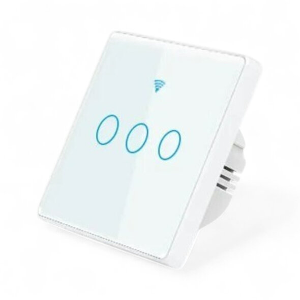 Smartlife Domotica Touch WiFi lichtschakelaar 3-knops wit gehard glazen paneel
