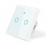 Smartlife Domotica WiFi touch lichtschakelaar 2-knops wit zonder nuldraad, gehard glazen paneel