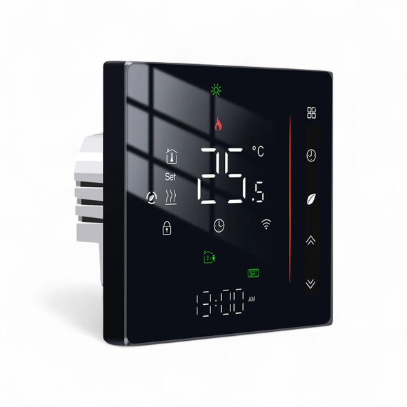 Smartlife Domotica Inbouw thermostaat voor C V installatie met touchscreen app en spraakbediening energiezuinig zwart