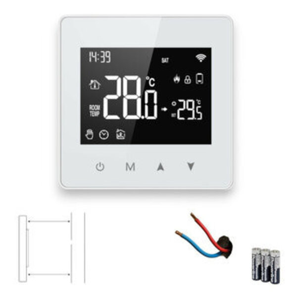 Smartlife Domotica Thermostaat Zigbee opbouw met touchscreen en Tuya-compatibiliteit, wit