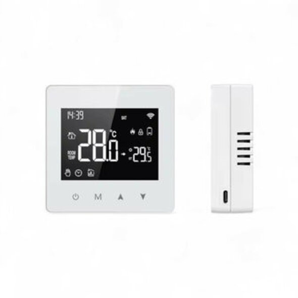 Smartlife Domotica Thermostaat Zigbee opbouw met touchscreen en Tuya-compatibiliteit, wit
