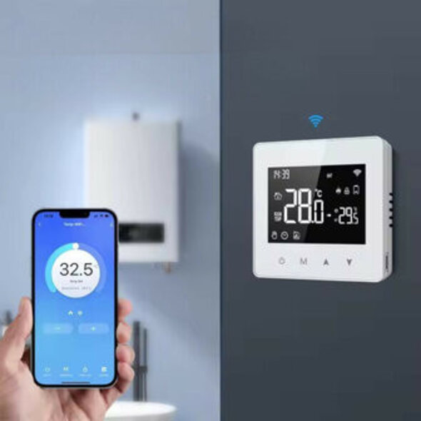 Smartlife Domotica Thermostaat Zigbee opbouw met touchscreen en Tuya-compatibiliteit, wit