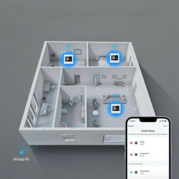 Smartlife Domotica Thermostaat Zigbee opbouw met touchscreen en Tuya-compatibiliteit, wit