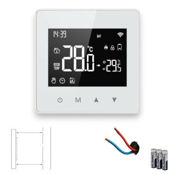 Smartlife Domotica Thermostaat Zigbee opbouw met touchscreen en Tuya-compatibiliteit, wit