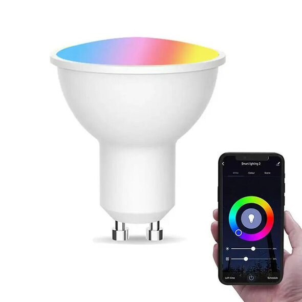 Smartlife Domotica Slimme GU10 WiFi spotlight dimbaar RGB+CCT 2700 6500K 4,7W 806 lm wit