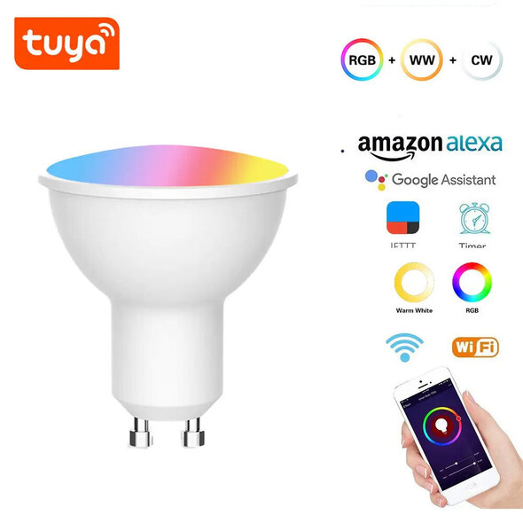 Smartlife Domotica Slimme GU10 WiFi spotlight dimbaar RGB+CCT 2700 6500K 4,7W 806 lm wit