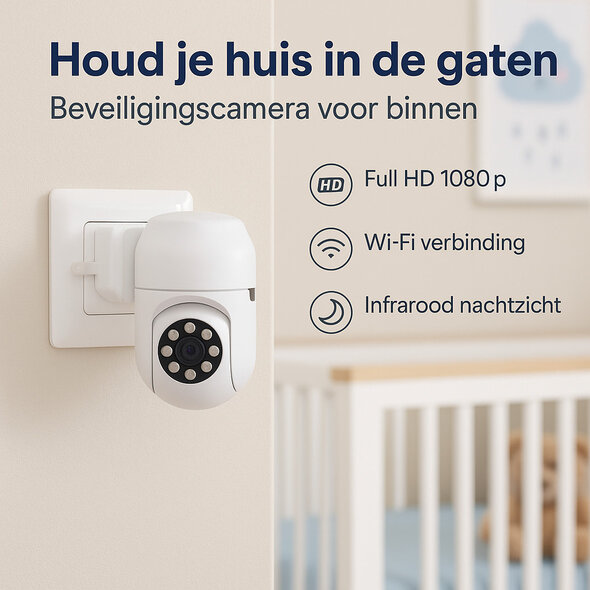 Smartlife Domotica Beveiligingscamera binnen Full HD 1080p, nachtzicht 10m, bewegingsdetectie, wit