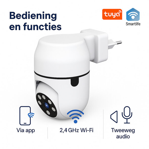 Smartlife Domotica Beveiligingscamera binnen Full HD 1080p, nachtzicht 10m, bewegingsdetectie, wit