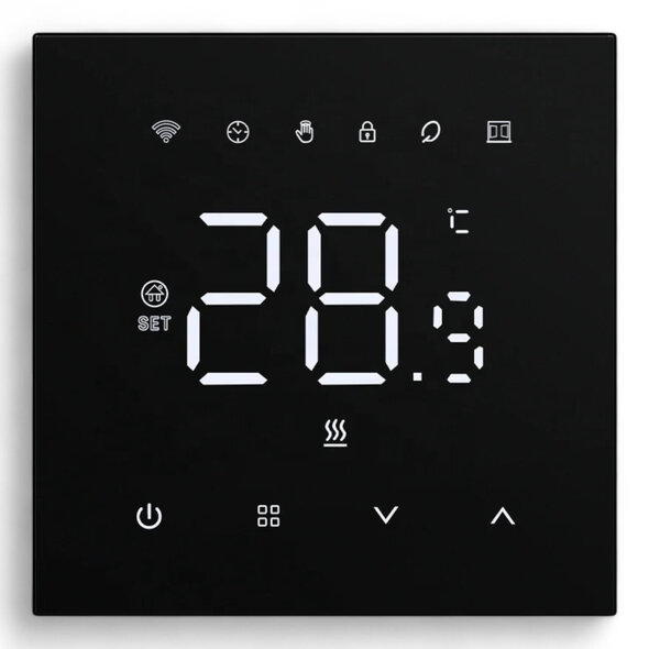 Smartlife Domotica Slimme wifi thermostaat voor cv met bedraad touchscreen en programmering, zwart
