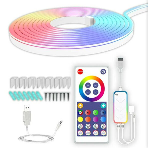 Smartlife Domotica LED strip 3 meter, flexibele siliconen strip met Tuya WiFi-bediening met RGB en instelbare wit tinten